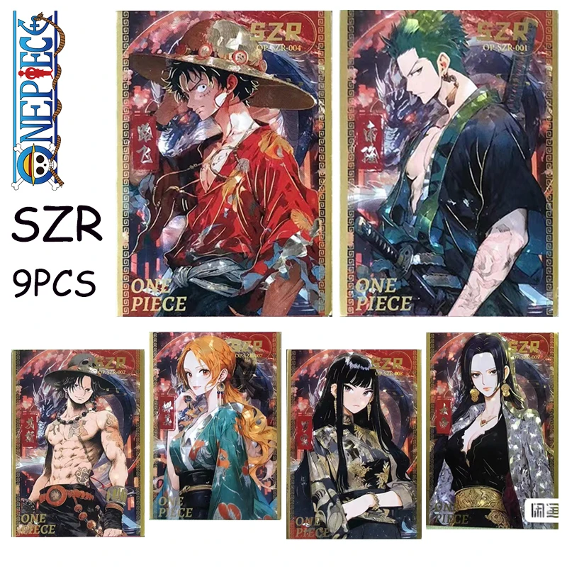 

One Piece Cards SZR 9Pcs/set Luffy Zoro Ace Boa Hancock Boys Anime Collectible Card Chinese Style Christmas Birthday Presents