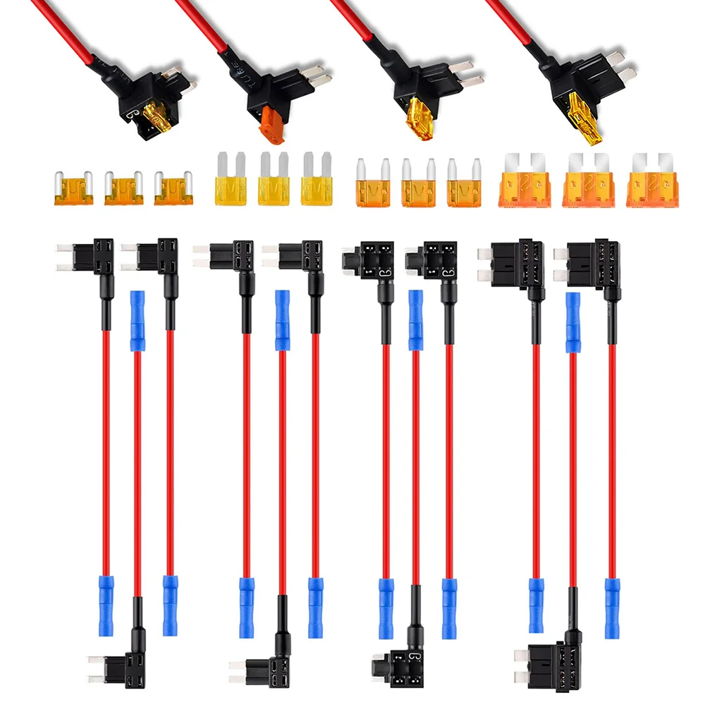 

12 Pack Fuse Tap Kit - 4 Types Add-A-Circuit Adapters for Micro2/Mini/ATC/ATS Low Profile Fuses, Easy Plug & Play Installation