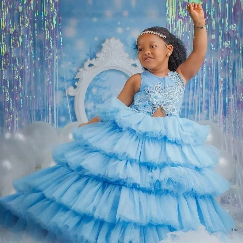 High Quality Tailored Baby Girls Dresses Puffy Tulle Sleeveless Kid Ball Gown Birthday Party Dresses Girls Gift Photoshoot