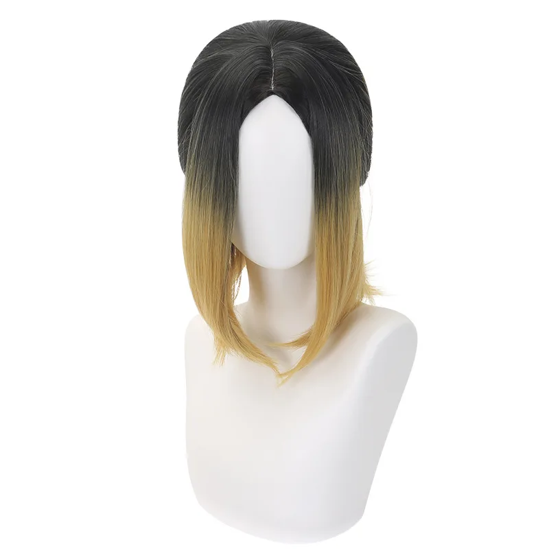 CosplayHalloween أنيمي كينما كوزومي شعر مستعار تأثيري شقراء مصبوغ أسود محاكاة مقاومة للحرارة الشعر الاصطناعية عطلة حفلة نصف Ti