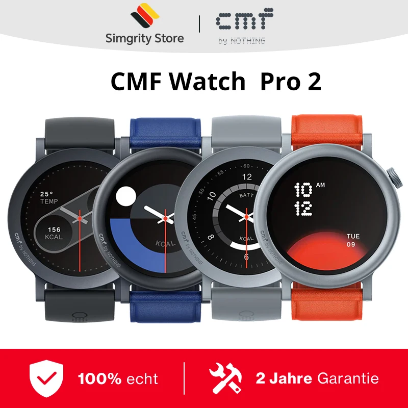 Montre connectée CMF Watch Pro 2, écran AMOLED 1,32 pouces, Bluetooth 5.3, réduction de bruit IA, GPS, CMF by Nothing Watch Pro 2