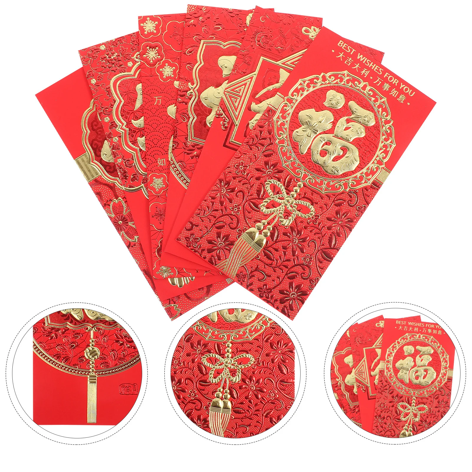 

6Pcs Chinese Style Red Envelopes Dragon Year 2024 New Year Red Packets Cute Lucky Envelopes for Gifts Cash Holiday Party Wedding