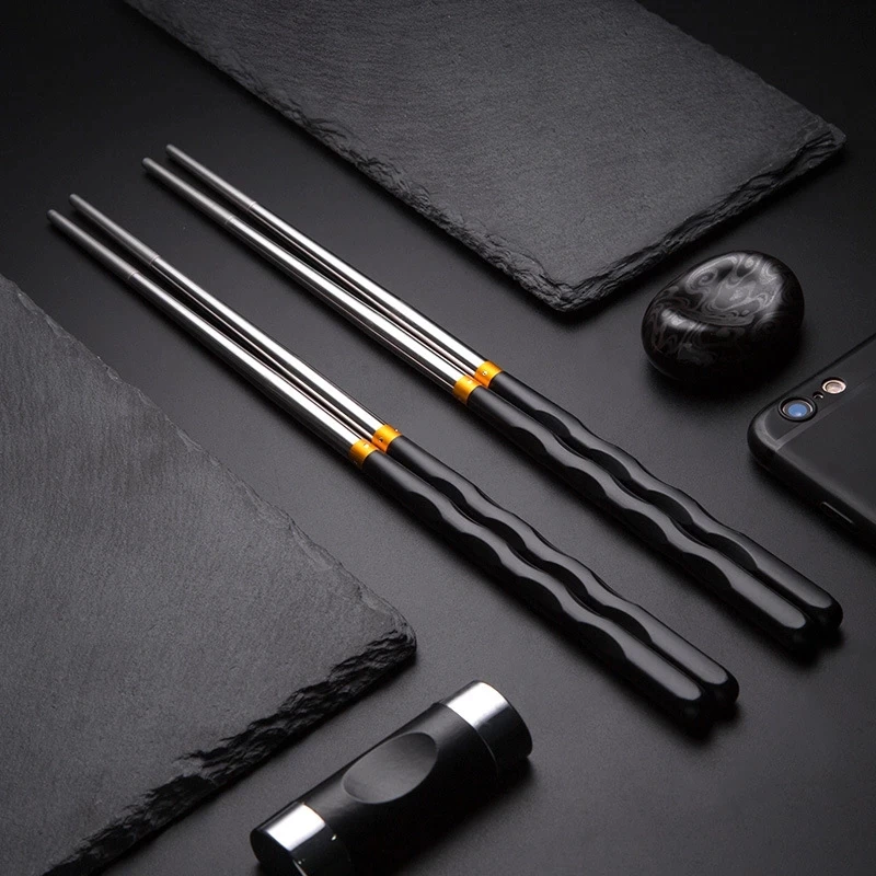 5Pairs /Set  Reusable Non-Slip Stainless Steel Chopsticks  Tableware Dinning Japanese Chopstick Sushi Food Sticks