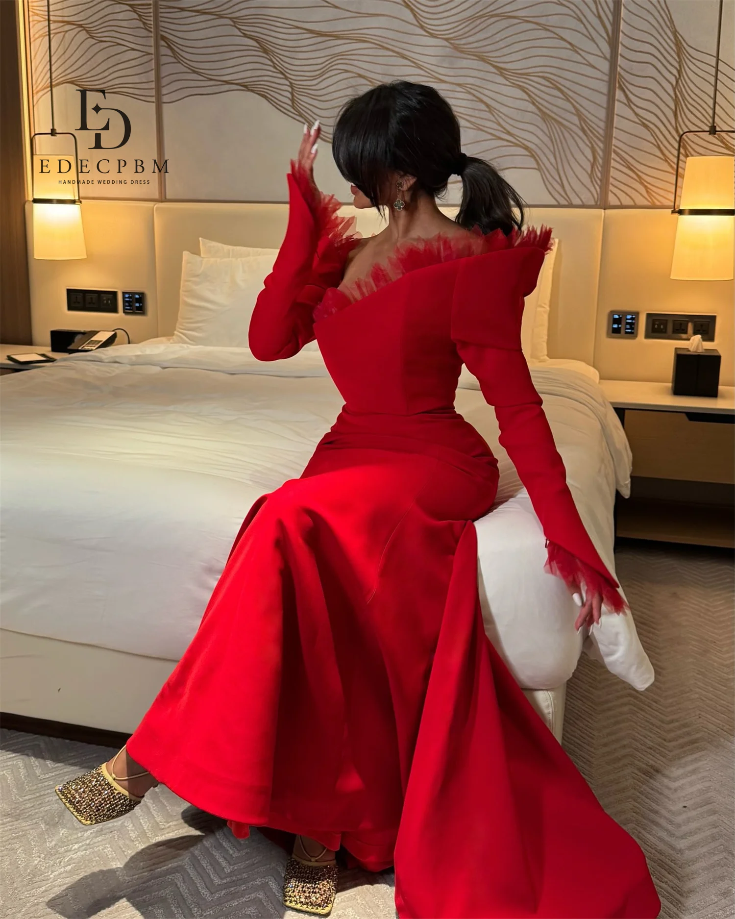 EDECPBM Bruiloft Jurken voor Speciale Gelegenheden Aangepaste Avondjurk Zeemeermin فسات Bravo Mohamed 1914 Rood Vestidos De Festa Prom 2025