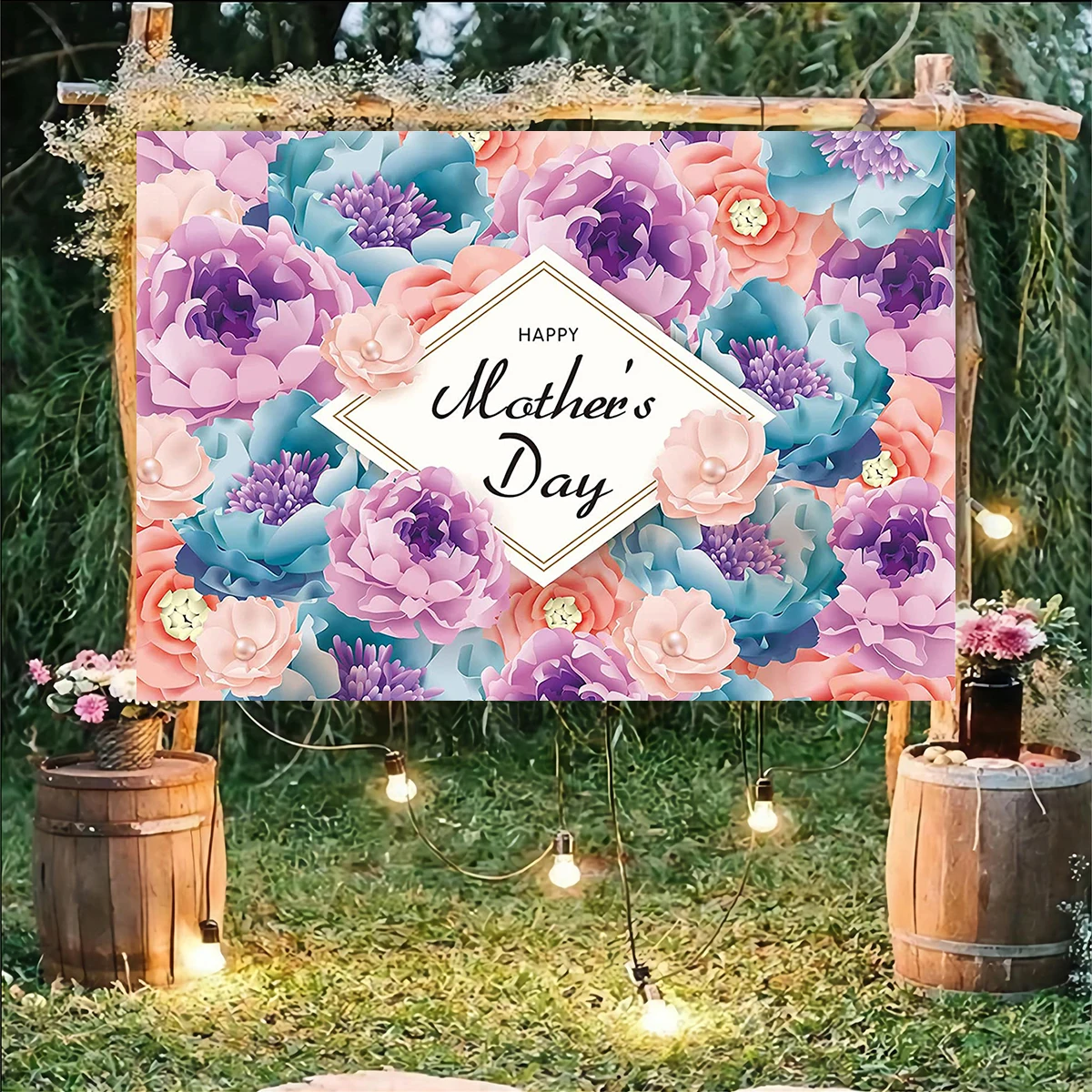 

Love Heart Background Happy Mother's Day Party Banner Decor Family Photo Shoot Studio Props Photography Backdrop High Heels