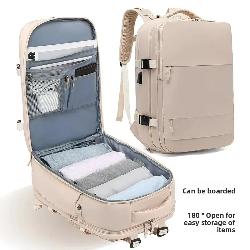 حقيبة ظهر من النايلون المقاوم للماء بسعة كبيرة للنساء حقيبة سفر متعددة الوظائف لرحلة قصيرة حقيبة كتب للأم تصنيف جاف ورطب #1