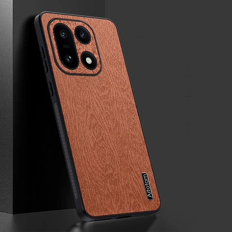 حافظة لهاتف فيفو X300 Pro حافظة هاتف جلدية فاخرة مصنوعة من الخشب لهاتف فيفو X200 Ultra X200 Pro mini X100S X90 Pro Plus غطاء ممتص للصدمات ناعم