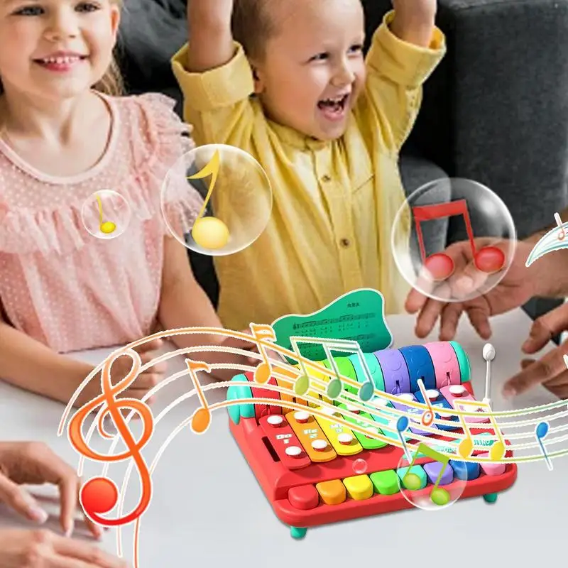 Toy Piano Portable Interactive Knocking Toy Colorful Musical Instruments Early Learning Educational Piano Keyboard For Birthday