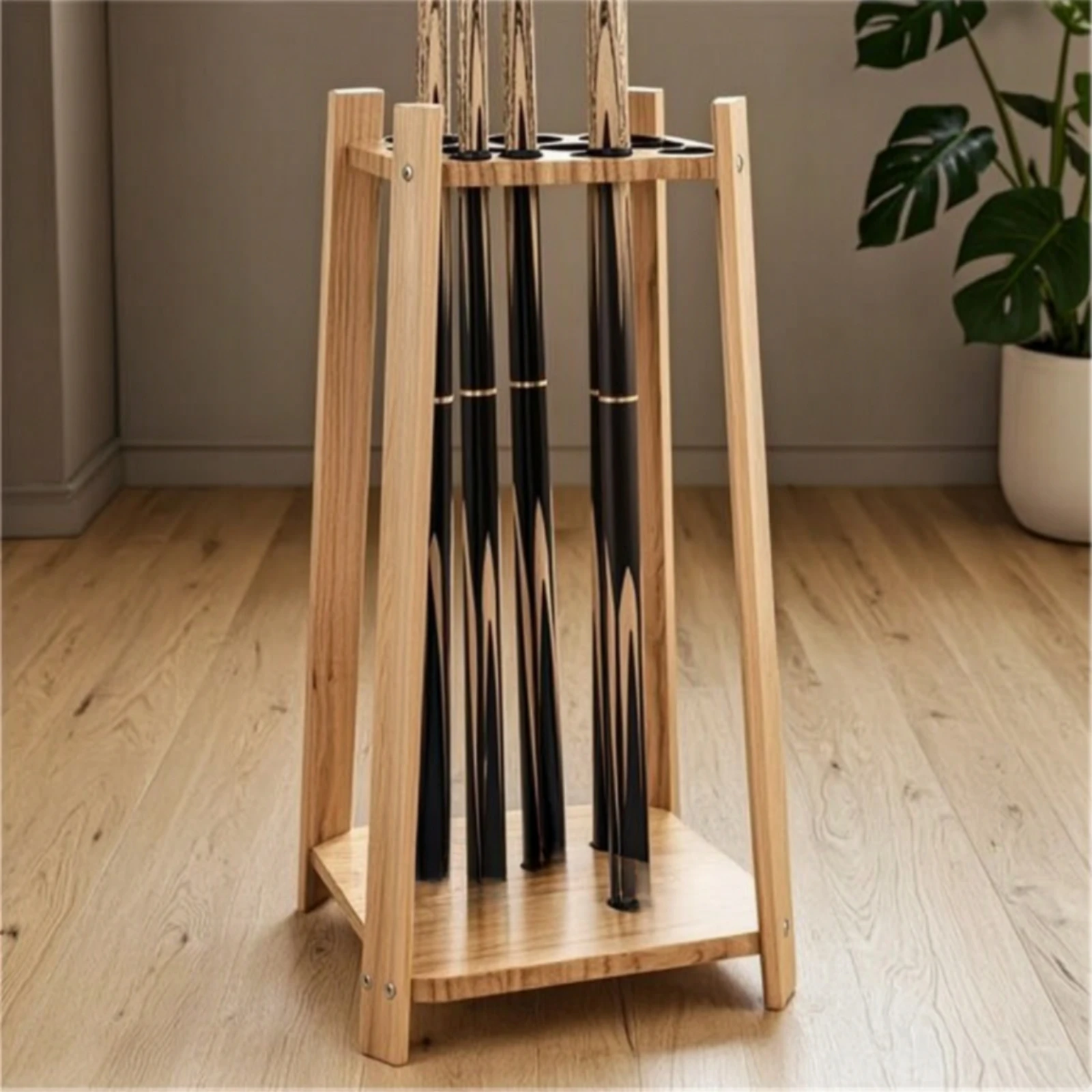 Billiard Cue Rack Solid Hardwood Pool Stick Holder Floor Stand Pool Cue Holder Stable Furniture Long-Lasting for Game Room view 3