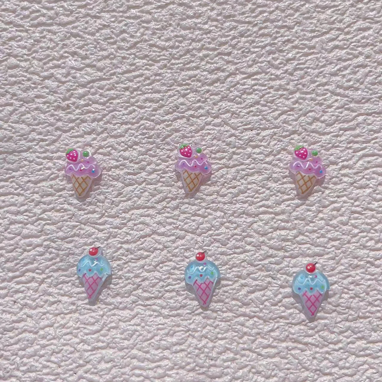 20pcs Cute Strawberry Cone Nail Charms Kawaii Summer 3D Ice Cream Fruit Flat-back Gems Accessories Nail Art Manicure Decorations