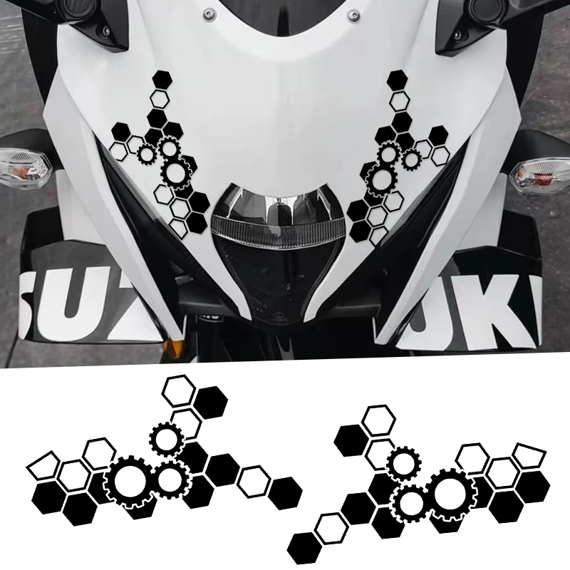 1PC Honeycomb Gear Motorcycle Stickers Motocross Fairing Fuel Tank Scooter Deocr Waterproof DIY Motorcycle Helmet Vinyl Decals