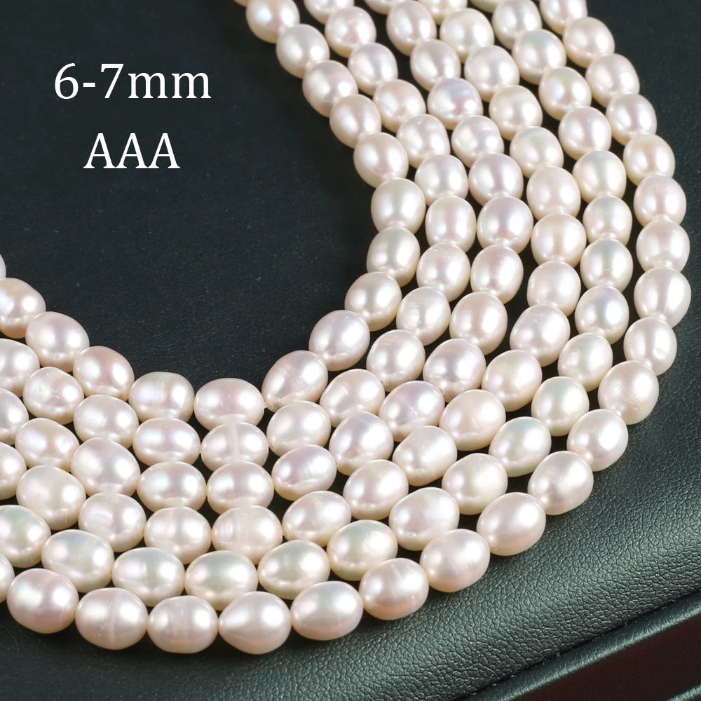 

AAA 6-7mm High Quality Cultured Rice Shaped Pearl Beads Natural Freshwater Pearls for Jewelry Making DIY Necklace Accessories