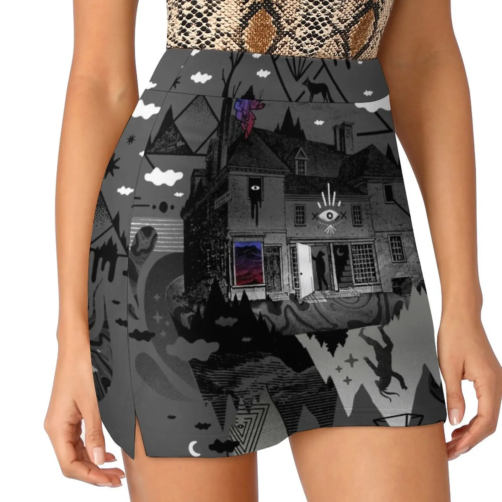 House Is Not A Home Women's skirt With Pocket Vintage Skirt Printing A Line Skirts Summer Clothes Surreal Surrealism Abstract