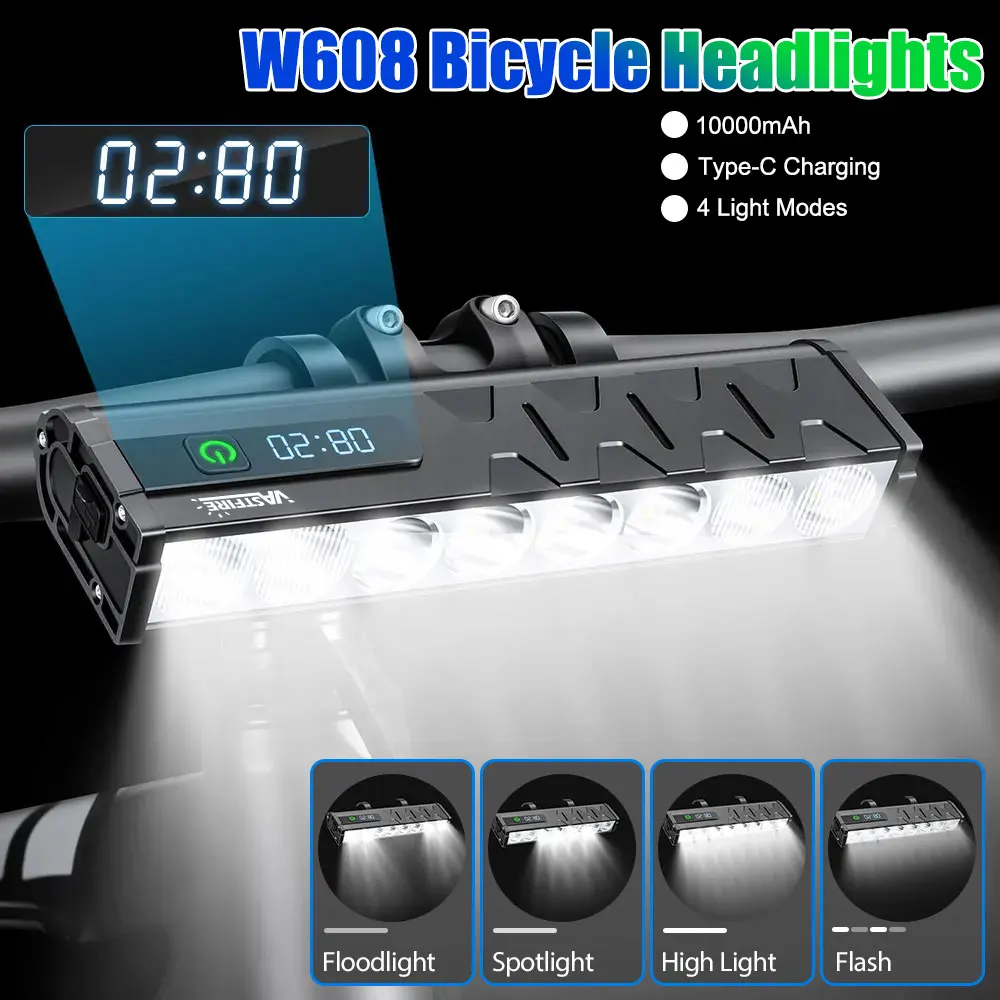 

10000mAh Bicycle Light 8 LED Front Double Bracket Power Bank MTB Mountain Bicycle Lamp Bike Headlight Cycling Accessorie