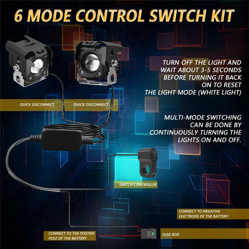 

Hot Selling-LED Pod Lights With Wiring Harness Switch Kit, 60W 6000LM Amber/White Dual Color Driving Fog Auxiliary Work Lights P