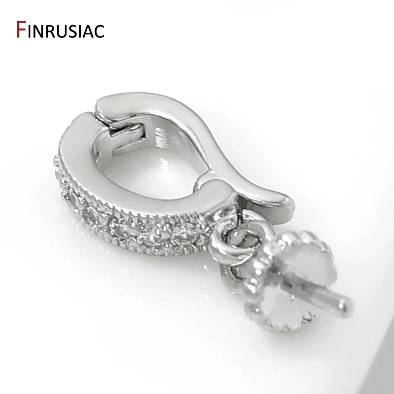 18K Gold Plated Brass Pendant Bail Clasps With Pearl Mounting,Zircon Pearl Clasps Connectors For DIY Jewelry Making Findings