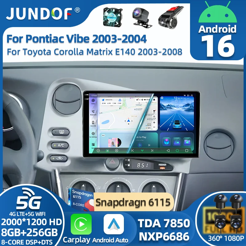 For Toyota Corolla Matrix E140 2003-2008 Car Radio For PONTIAC Vibe 2003 2004 Player Navigation Carplay Android Radio Automotive