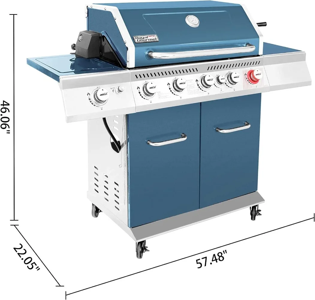 GA5403B 5-Burner BBQ Cabinet Style Propane Gas Grill with Rotisserie Kit, Sear Burner, Rear Burner and Side Burner