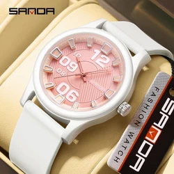 SANDA 3252 Popular Student Quartz Watch Fashionable And Simple Waterproof Silicone Tape Children's Quartz Watch 2024