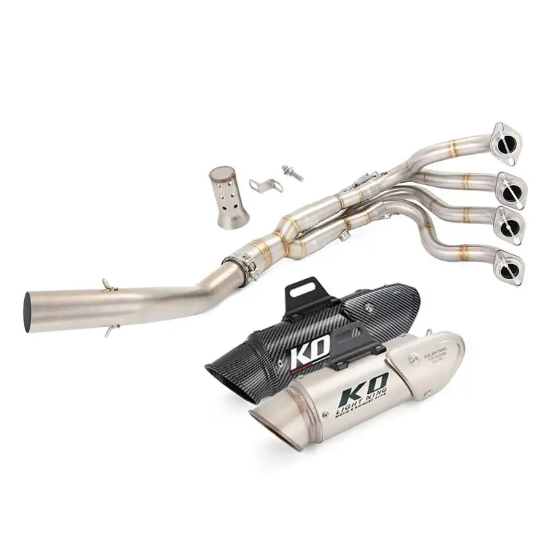 Motorcycle Exhaust System For Kawasaki Ninja ZX6R ZX636 2009-2023 Front Mid Connect Pipe 310mm Muffler Silencer Stainless Steel