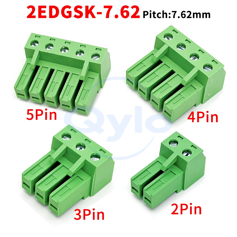 (1 pcs) 2EDGSK - 7.62mm Plug-in PCB Terminal Block 2-12P Copper Eco-Friendly Flame-Retardant Green Connector Socket 15EDGSK 7.62
