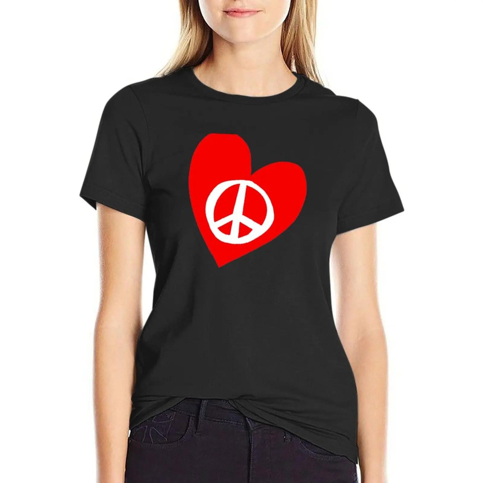 

Peace & Love T-Shirt vintage clothes funnys animal prinfor sweat T-shirts for Women