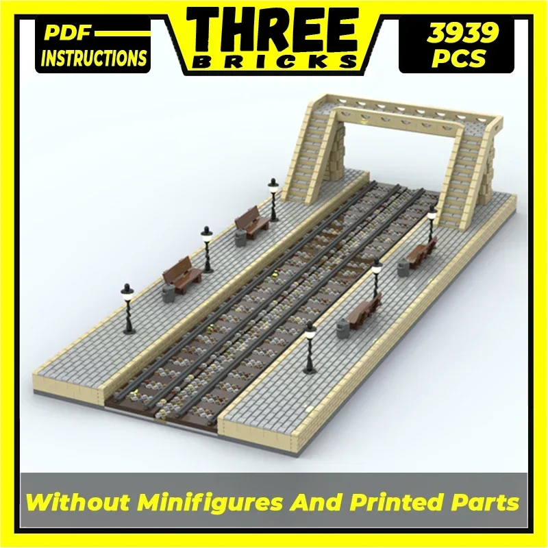 City Street View รุ่น Moc อาคารอิฐสถานีรถไฟแพลตฟอร์มเทคโนโลยี Modular Blocks ของขวัญของเล่นคริสต์มาส DIY ชุดประกอบ