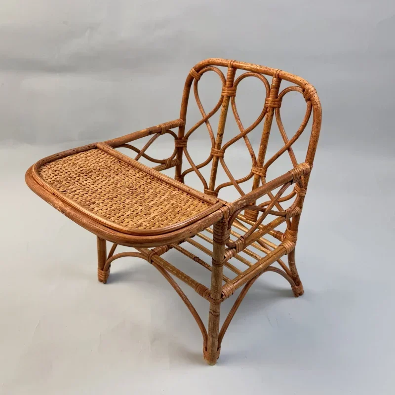 Handmade Rattan Dining Chair Baby Souvenirs Shooting Accessories Children Growth Commemorative Photo baby Photography Prop Set