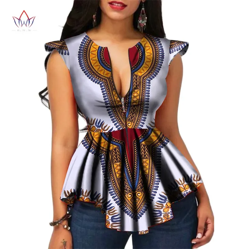 BRW Africa Style Women Modern Fashions Womens Tops Dashiki African Print Tops Shirt Plus Size M-6XL Women Clothing WY2556