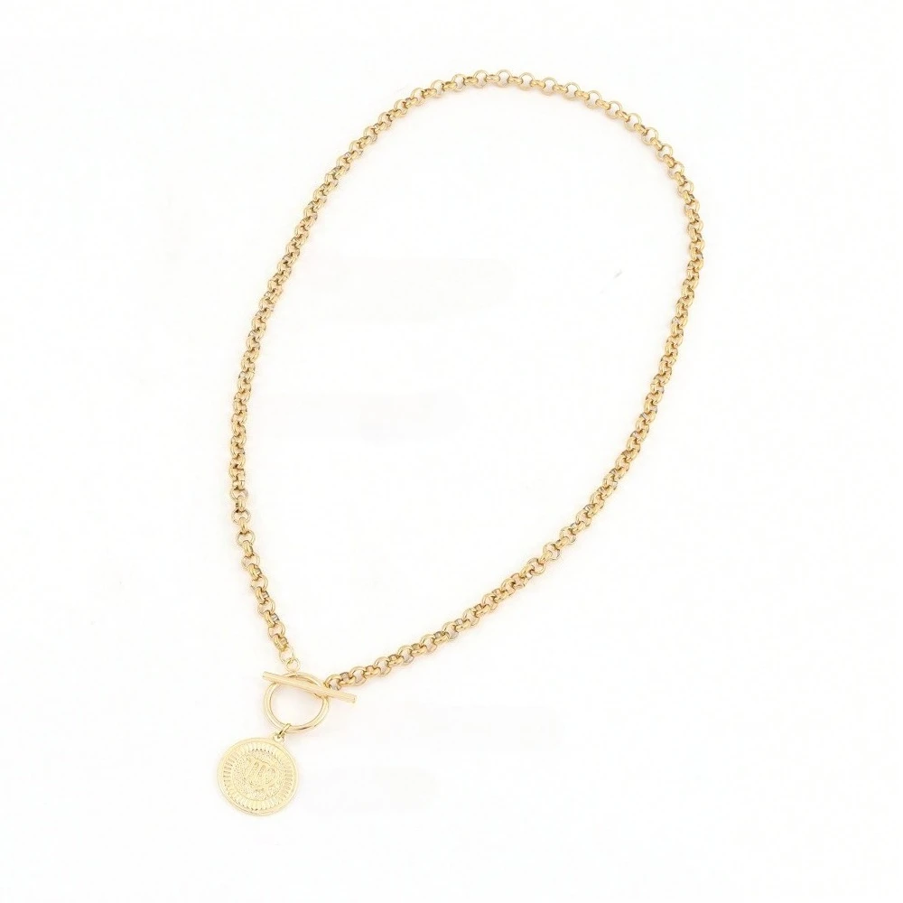 خمر جولة زودياك قلادة قلادة للنساء مطلية بالذهب الفولاذ المقاوم للصدأ سلسلة كوكبة قلادة عيد ميلاد مجوهرات هدية