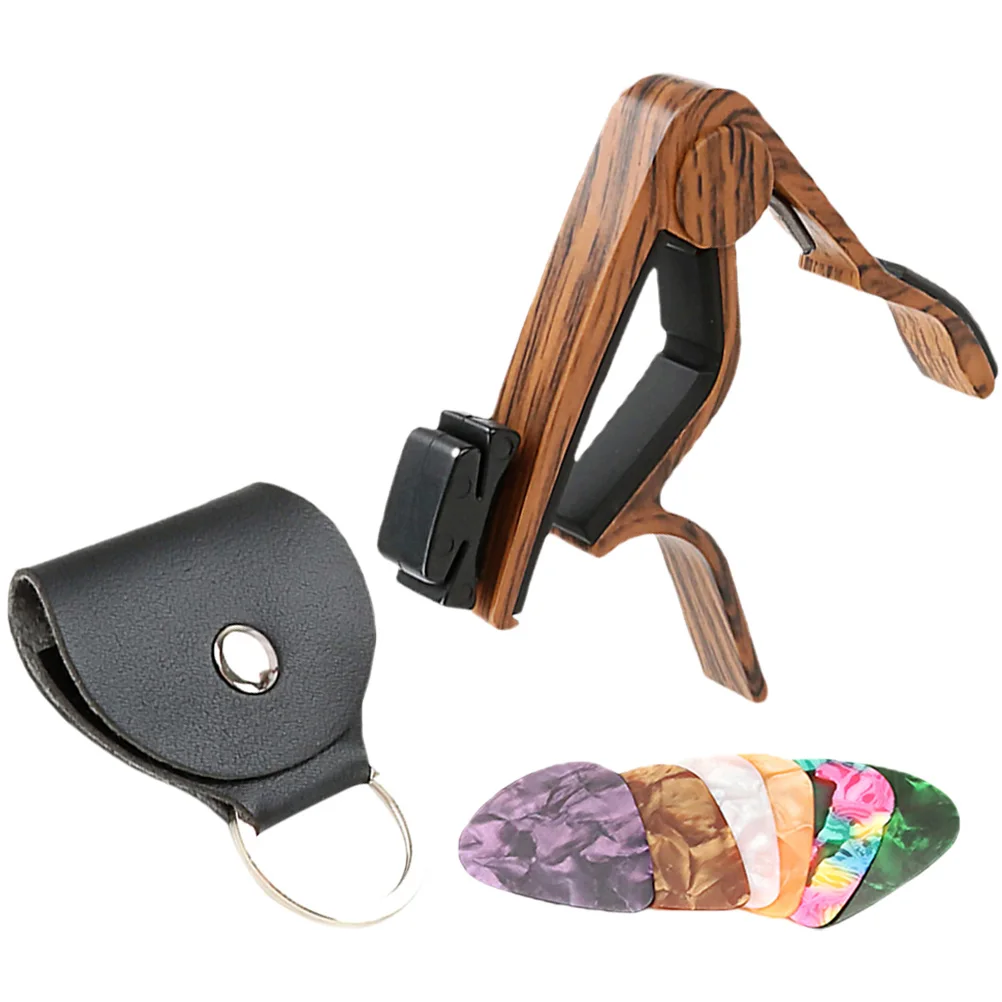 

Aluminum Alloy Guitar Capo Picks Holder Set Multi function Clamp For Guitar Ukulele Bass M Banjo Supplies Durable Sturdy