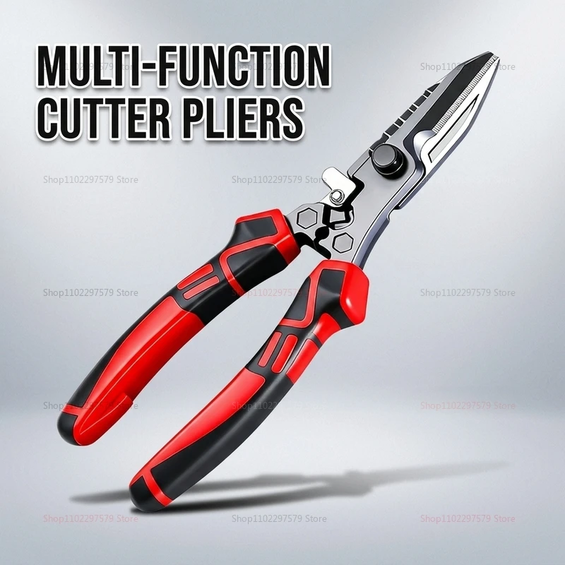 

Multi Functional Electrician Scissors Crimping Wire Cutter Heavy Duty Tool with Wrench for Metal Sheets Cable Terminals Repair