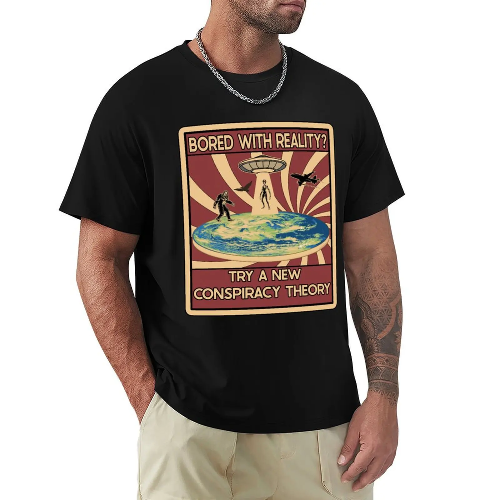 Bored With Reality? Try a new Conspiracy Theory Propaganda T-Shirt Quick Dry Training Short Sleeve Tee