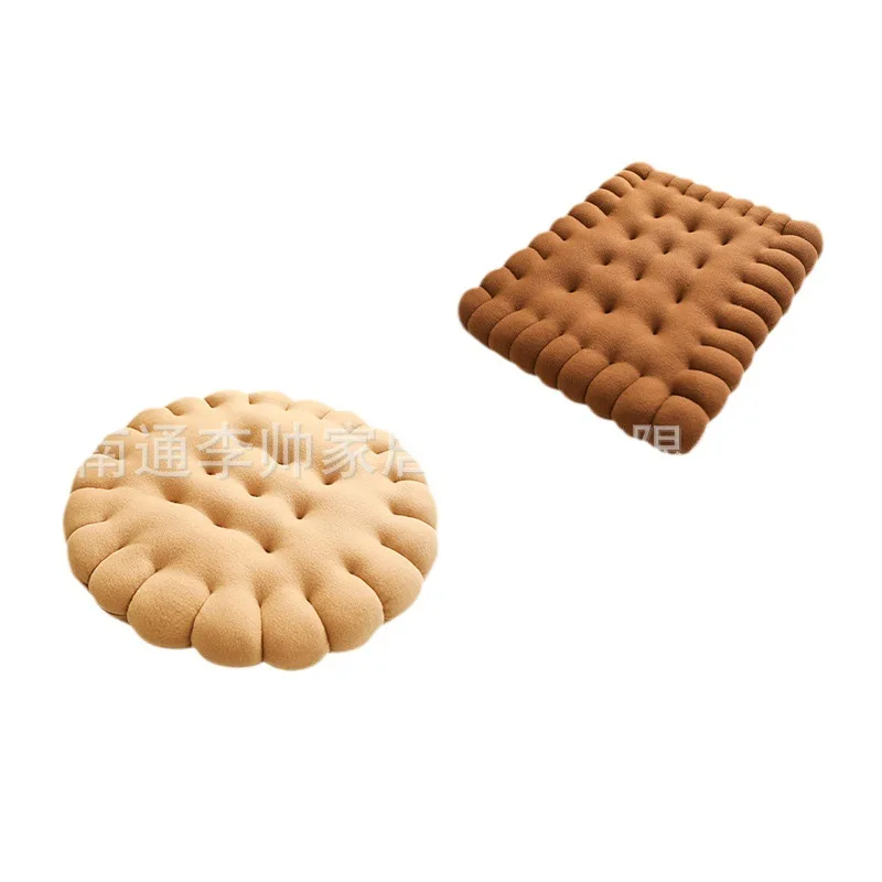 Biscuit Shape Plush Cushion Soft Creative Pillow Chair Seat Pad Decorative Cookie Japanese Tatami Back Cushion Sofa Pillows