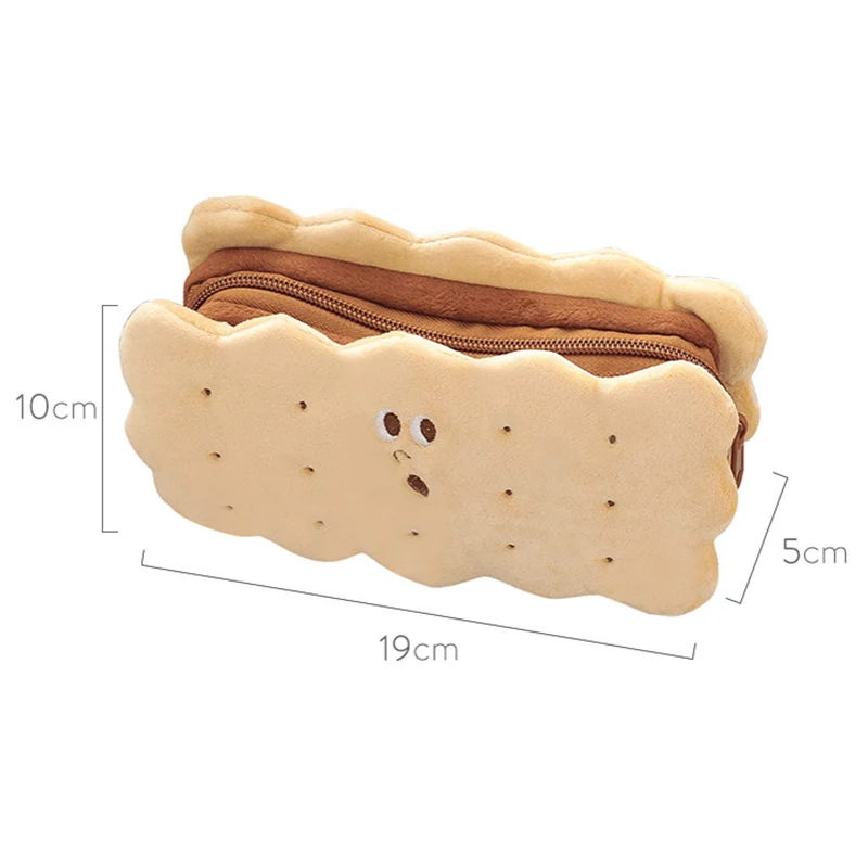 High Capacity Pen Bags Kawaii Pencil Caes Plush Cookies Cute Cartoon Brown Pen Box for Girls 0ffice School Supplies Stationary