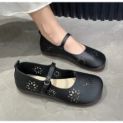 Spring and Autumn Barefoot Ballet Mary Jane Women's Flat Soft Shoes Hollow Soft Sole Women's Ballerina Mary Jean Shoes Loafers
