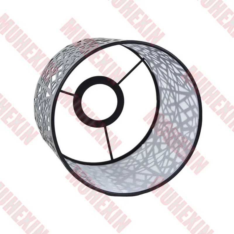 Metal Ligh Shade Cylinder for E27 Threaded Lamp Head DIY  E27 Holder Lamp Shade Only 150mm Black Hollow Design Translucent