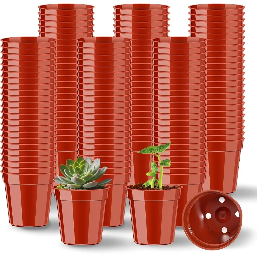 

200 Pack Mini Plastic Plant Pots 2 Inch Nursery Seedling Pots with Drainage Holes Small Seed Starter Planter for Flower Vegetab