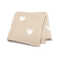 Baby Blankets Cotton Knit 90*70CM Infant Girls Newborn Boys Bed Quilt Cute Love Plaid Toddler Stroller Swaddle Soft Sleep Covers