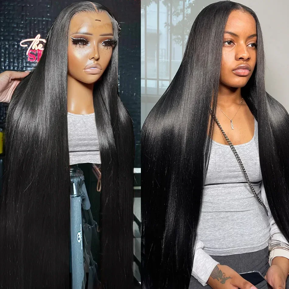 13x6 Straight Lace Frontal Human Hair Wigs Brazilian Bone Straight 30 34 inch 13x4 Glueless Wig Transparent Lace Frontal Wig