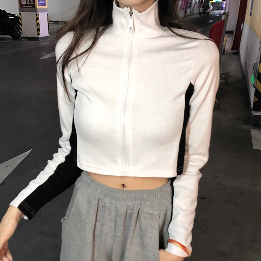 

Autumn Women's Jacket Casual Sports Jacket Casual Wear Everyday Fashion Black Spandex Fabric Contrasting Colors Pattern