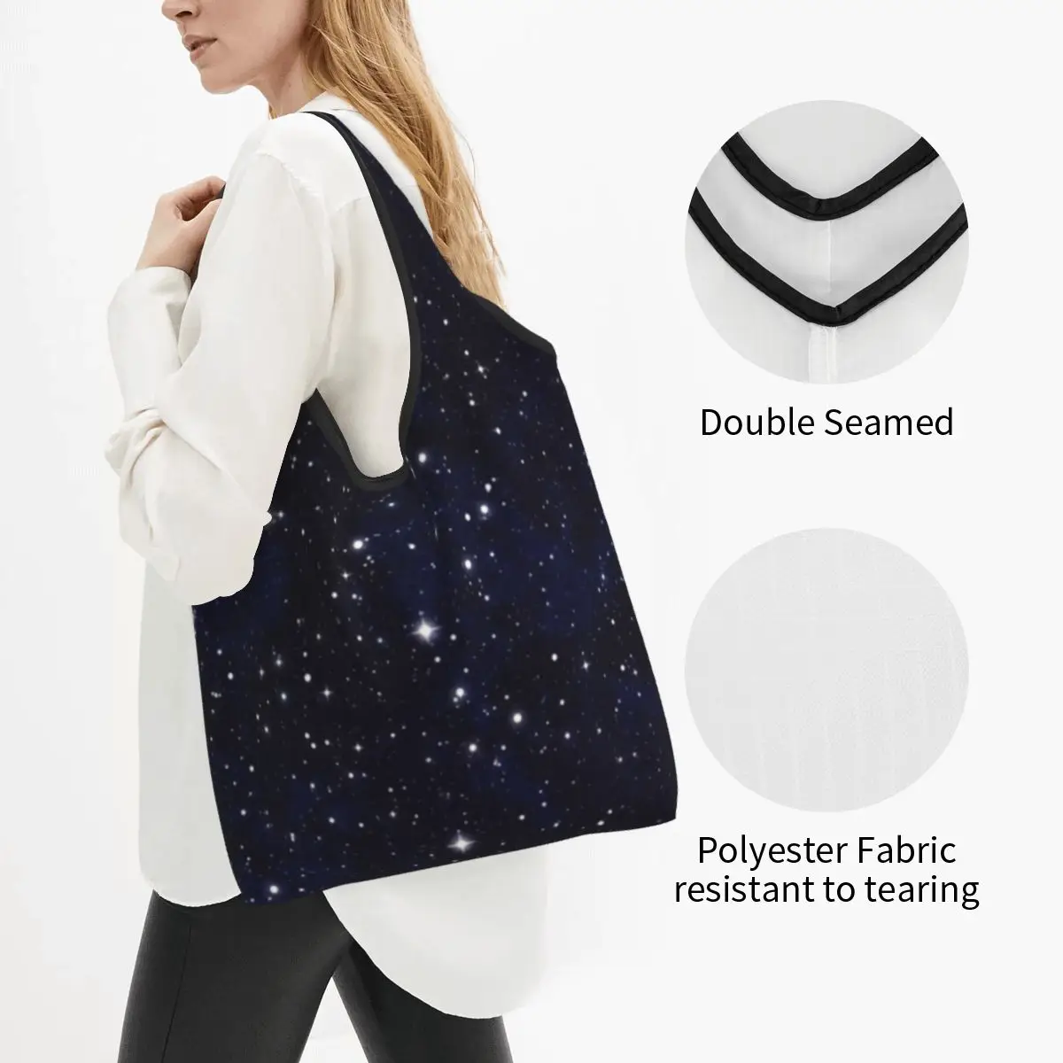 Sac fourre-tout portable personnalisé Funny Night Sky, Space Galaxy, sac de shopping pour l'épicerie initiée