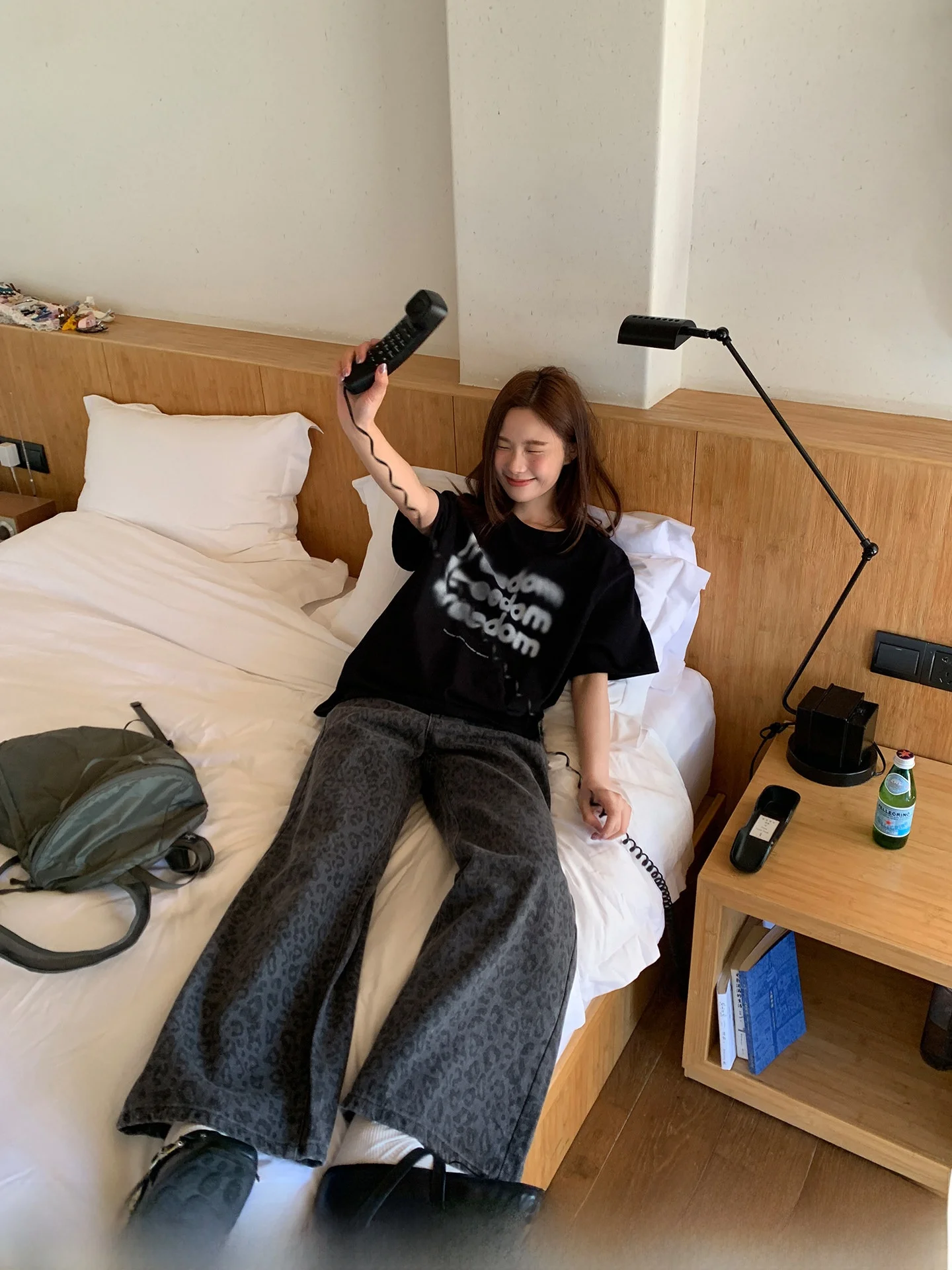 

Оригинальный леопардовый принт! Джинсы Bla ey Distred Denim прямого кроя с высокой талией, широкими штанинами, повседневные, без эластичной вставки, китайский бренд