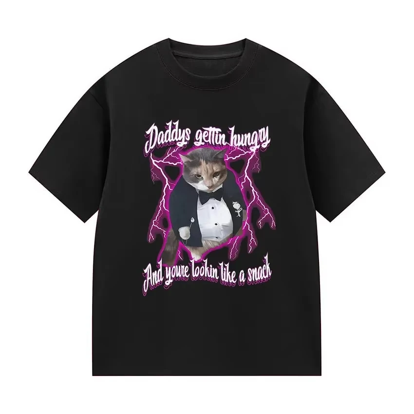 2026Funny Cat Emoji T-shirt for Summer, Featuring Dad GettingHit.graphicT Shirts Aesthetic Clothes Summer Streetwear Personality