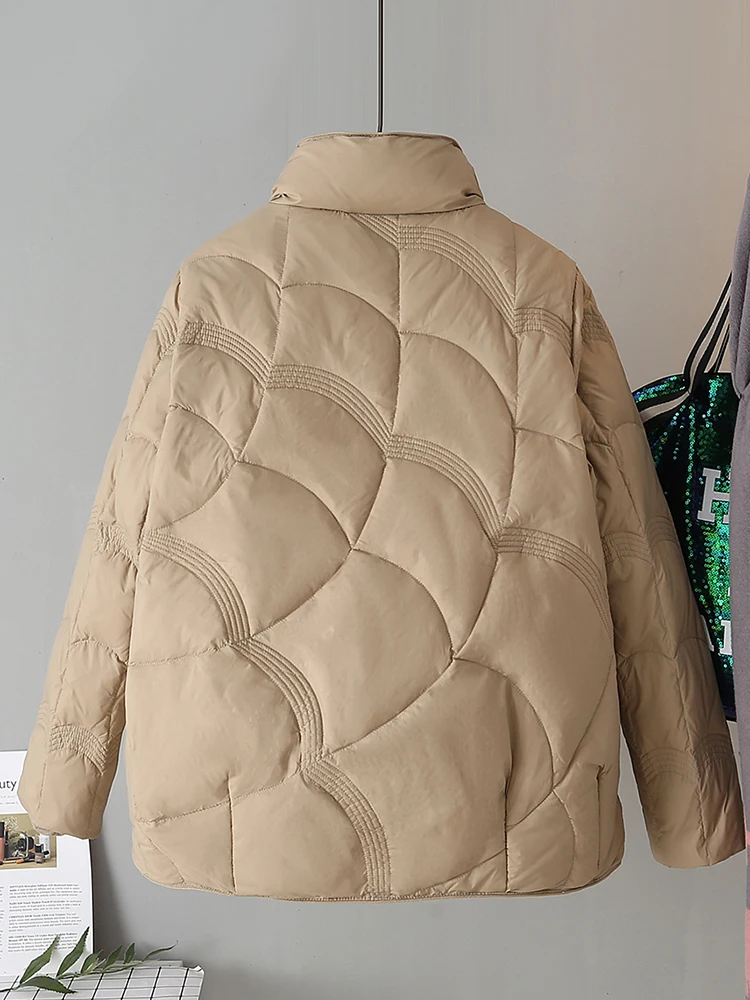 SEDUTMO Winter Thin Duck Down Coat Women Quilted Ultra Light Warm Oversize Puffer Jacket Short Vintage Parka ED1898