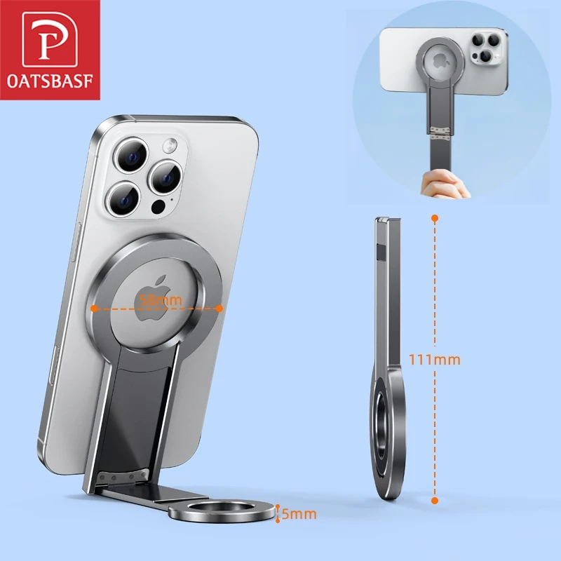 

Oatsbasf складной магнитный держатель для телефона, подставка для наружного видео, видеоблога, мини-палка для селфи, карманный размер, универсальный для iPhone Samsung