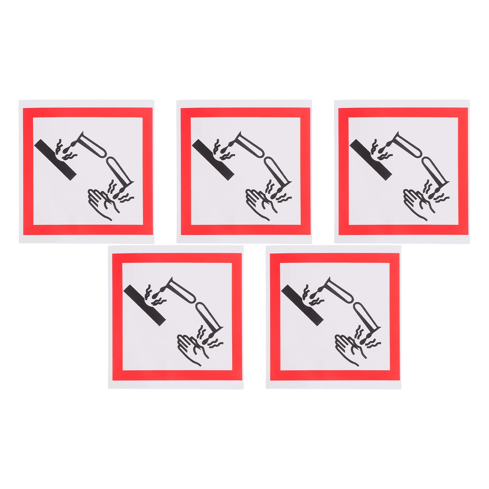 5pcs Corrosive Material Labels Safety Label For Hazmat Self-Adhesive Warning Sign Sticker Decals Industrial Chemical Pictogram