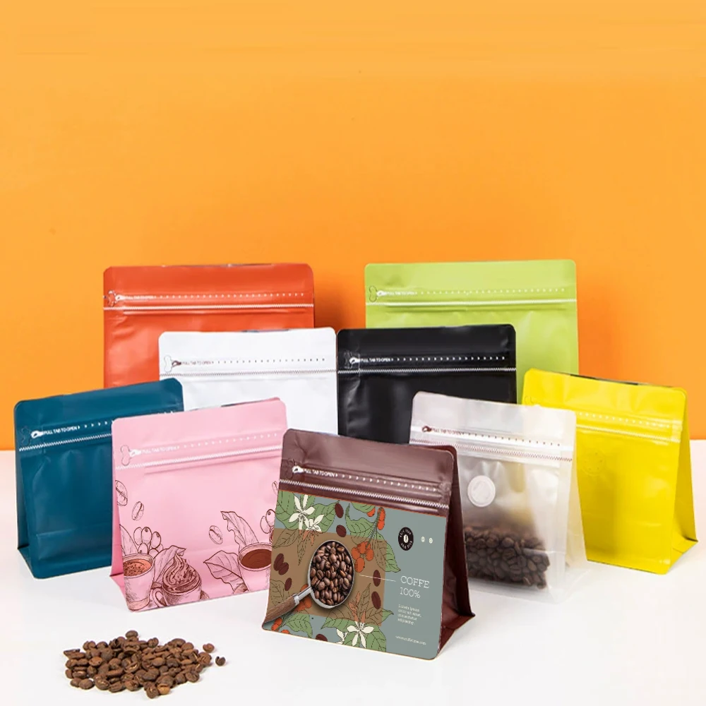 

Custom Printed Coffee Tea Foil Sealed Bag Standing Zipper Waterproof With Vale Port Polyester Film Mylar Bags