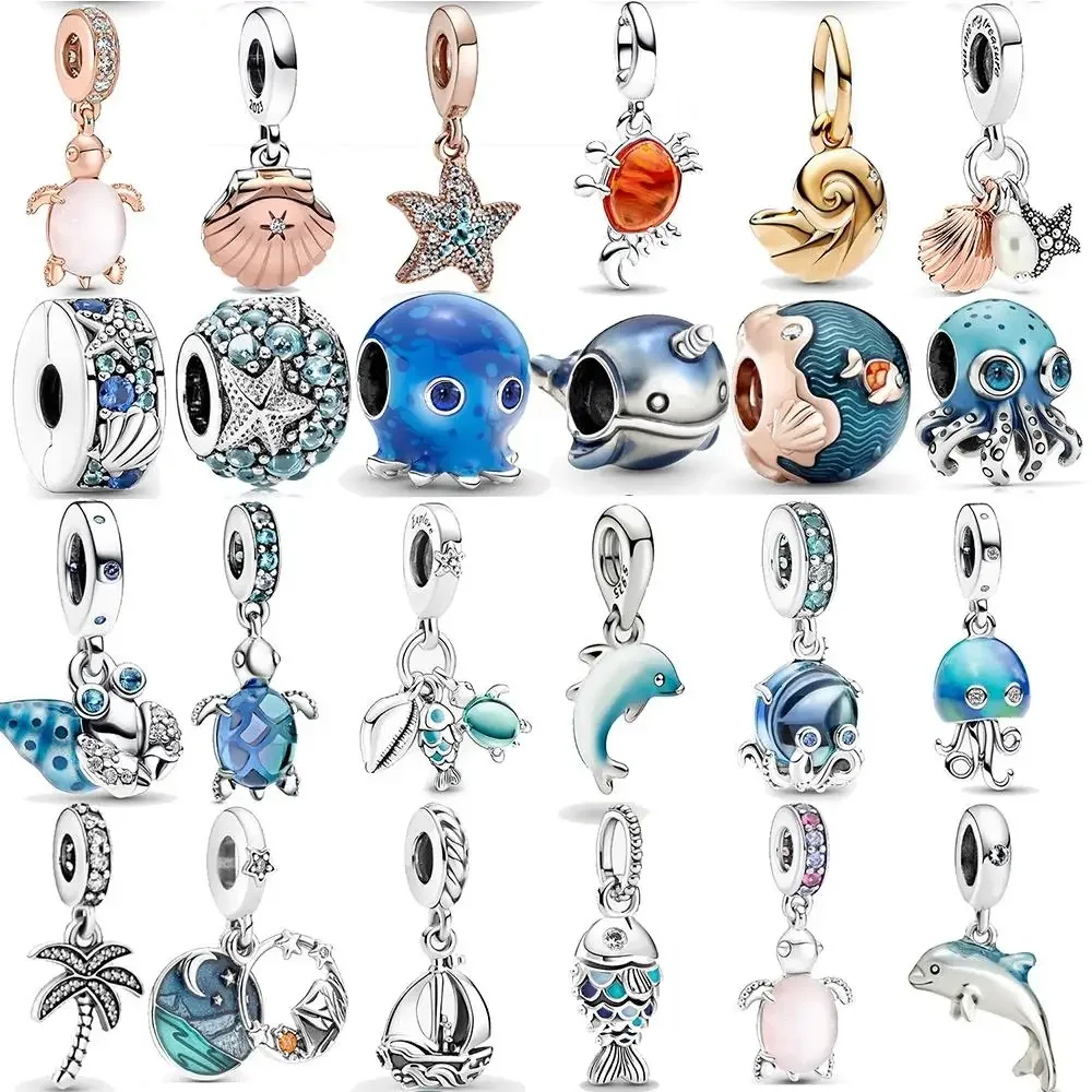 2024 Turtle Octopus Dolphin Charm 925 silver caliber mother kids Beads Suitable For 925 Original Bracelet charms for jewelry