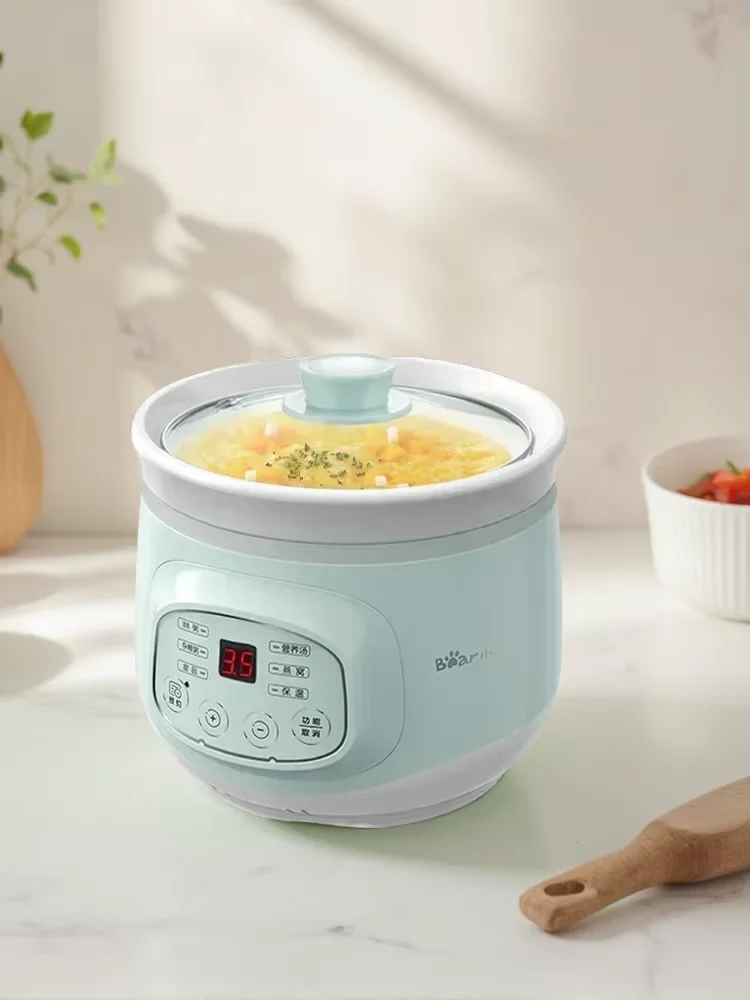 Bear Brand 220V Fully Automatic Mini Stew Pot - Ceramic BB Soup Porridge Casserole Electric Household Kitchen Stew Cooker LYH